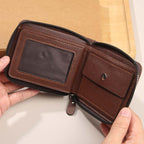 Men's PU leather wallet by Arenzza with zip-around design, available in four colors, measuring 11.5x9.5cm.