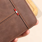 A men's PU leather wallet by Arenzza with zip-around design, available in four colors, measuring 11.5x9.5cm.