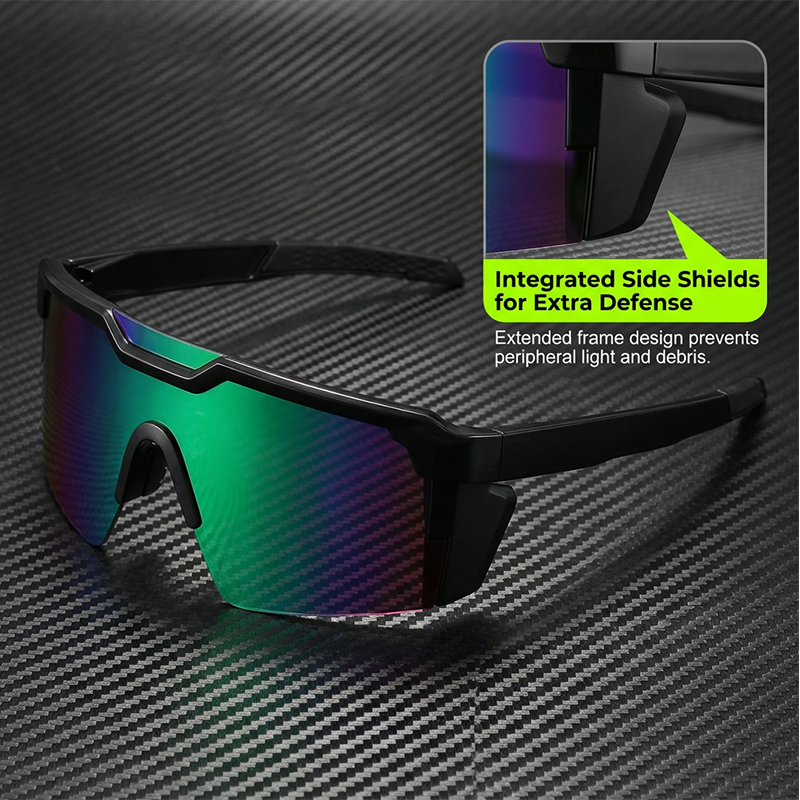 Arenzza UV400 sport sunglasses for men and women with black frames and polarized lenses, designed for outdoor activities.