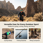 Arenzza UV400 sports sunglasses for men and women with black frames and mirrored lenses, suitable for active outdoor wear.