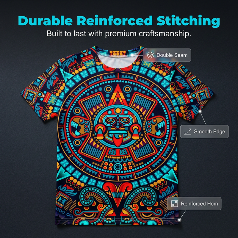 A men's vintage tribal art short sleeve tee by Arenzza featuring bold tribal patterns on a casual fabric background.