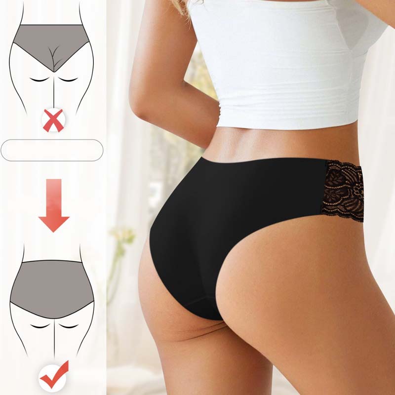 Women's breathable letter print lace trim briefs by Arenzza, featuring soft fabric and stylish design.