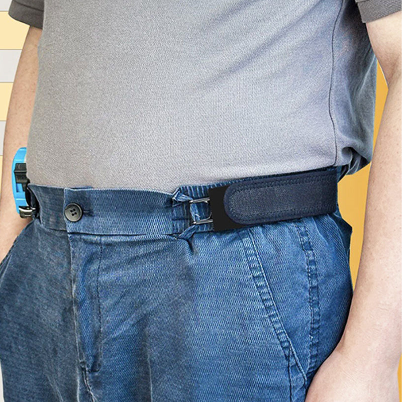 Arenzza no buckle elastic belt for men and women, stretchy clothing accessory in black with casual style.