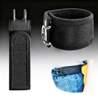 Aarenzza no buckle elastic belt for men and women, black stretch fabric with adjustable fit, stylish clothing accessory.