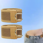 A beige no-buckle elastic belt for men and women from Arenzza, showcasing its stretchable design and simple style.