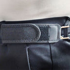 A black no buckle elastic belt for men and women with adjustable stretch, branded Arenzza, shown on a plain background.