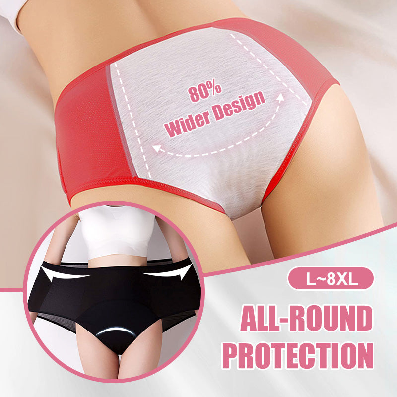 A pair of women's high waist leak-proof panties by Arenzza, designed for menstruation, with a comfortable fit and discreet coverage.