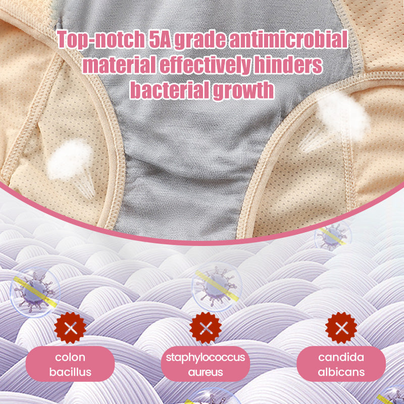 A pair of Arenzza women's high waist leak-proof panties designed for menstruation, showing soft fabric and comfortable fit.
