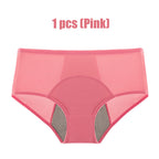 A pair of women's high waist leak-proof panties by Arenzza, designed for menstruation protection, shown on a model.