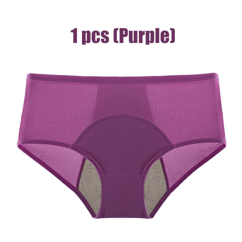 A pair of Arenzza women's high waist leak-proof panties for menstruation, shown in black fabric with comfortable fit and seamless design.