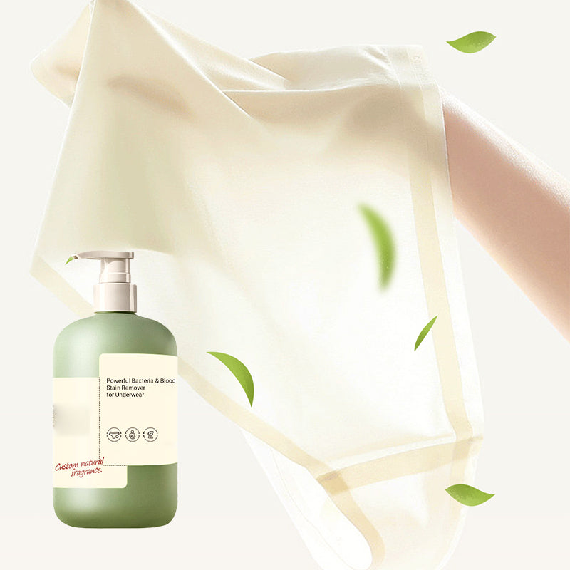 Arenzza Winter Specials bacteria and blood stain remover for underwear, shown in a clear container on a neutral background.