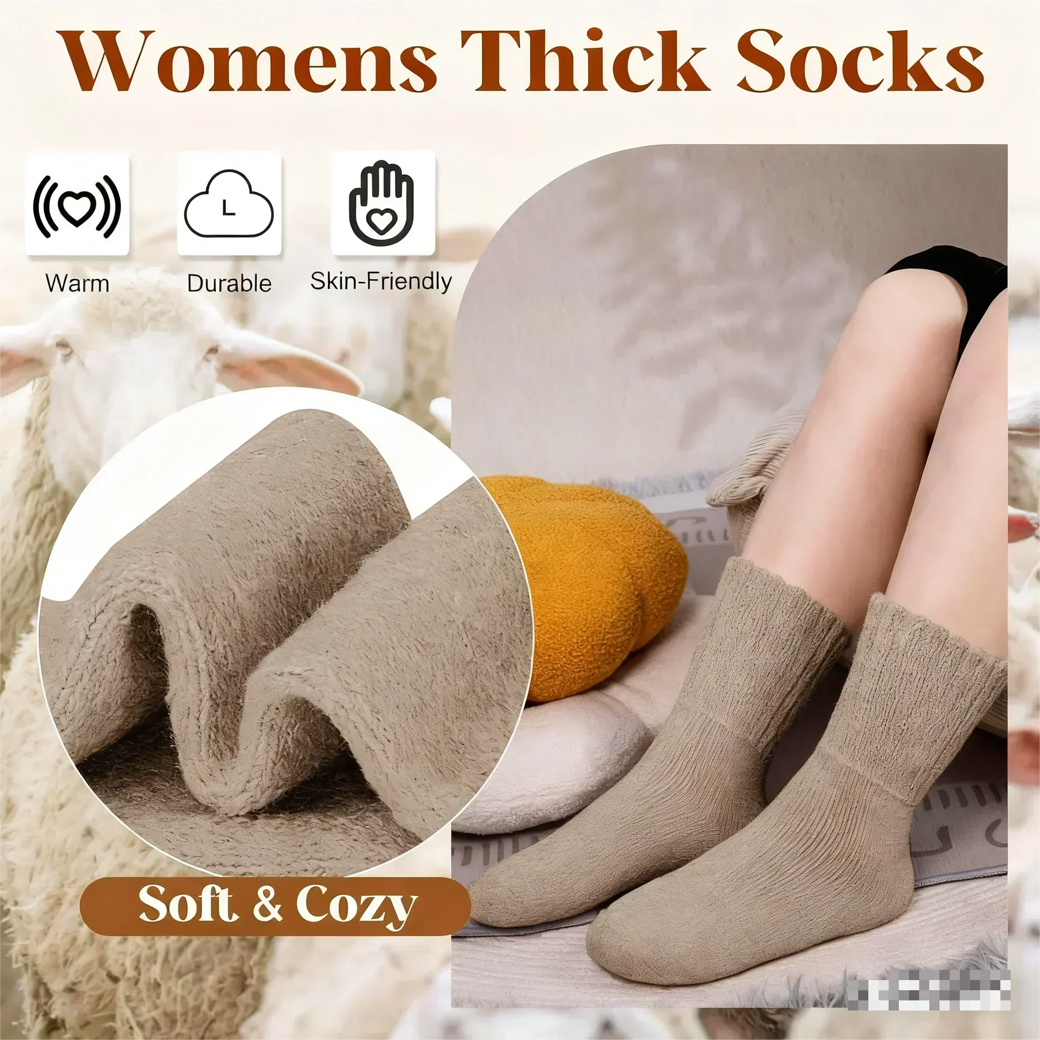 Set of five women's solid mid-calf socks by Arenzza, featuring comfortable knit fabric and neutral colors.