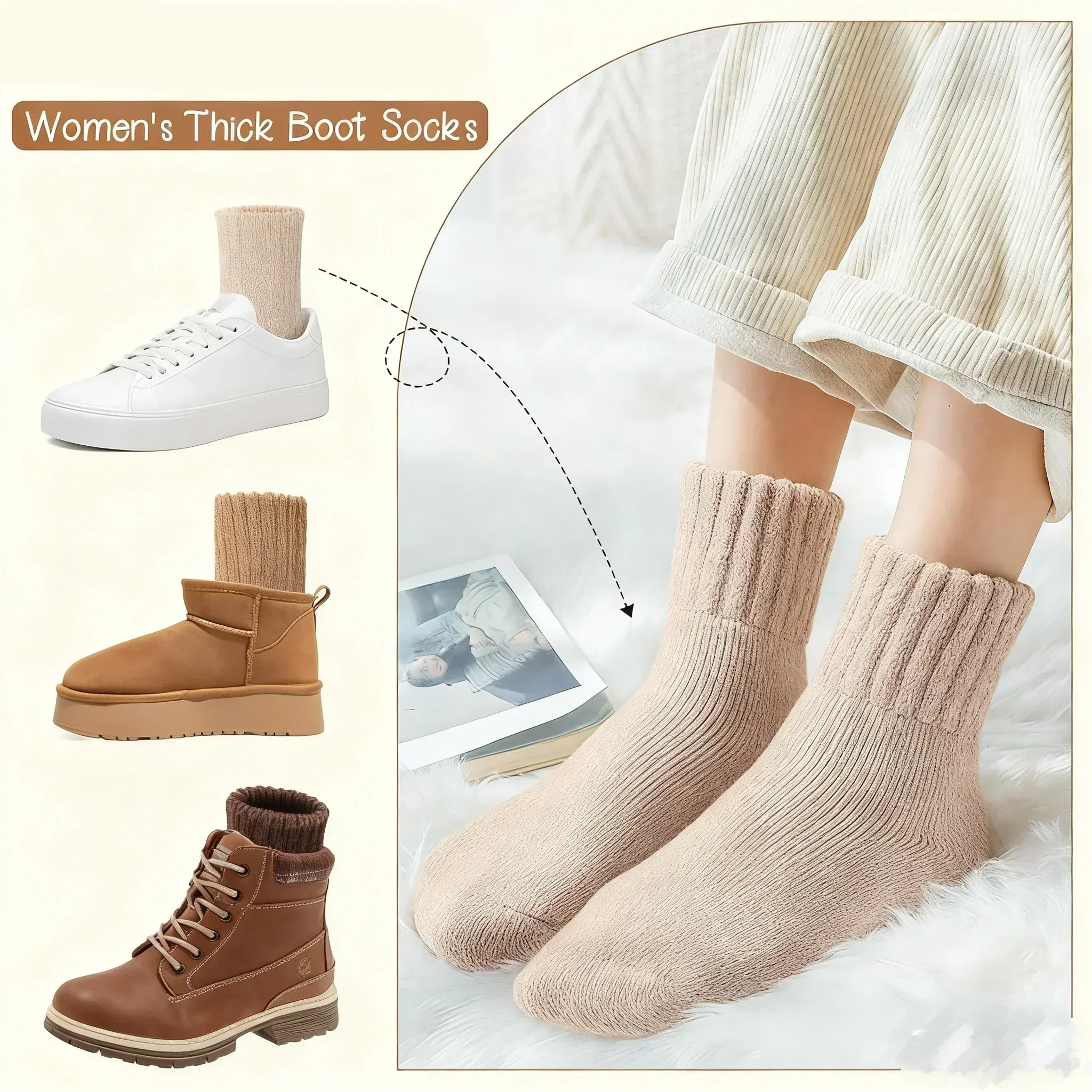 Five pairs of Arenzza women's solid mid-calf socks in various colors, showcasing soft fabric and comfortable fit.