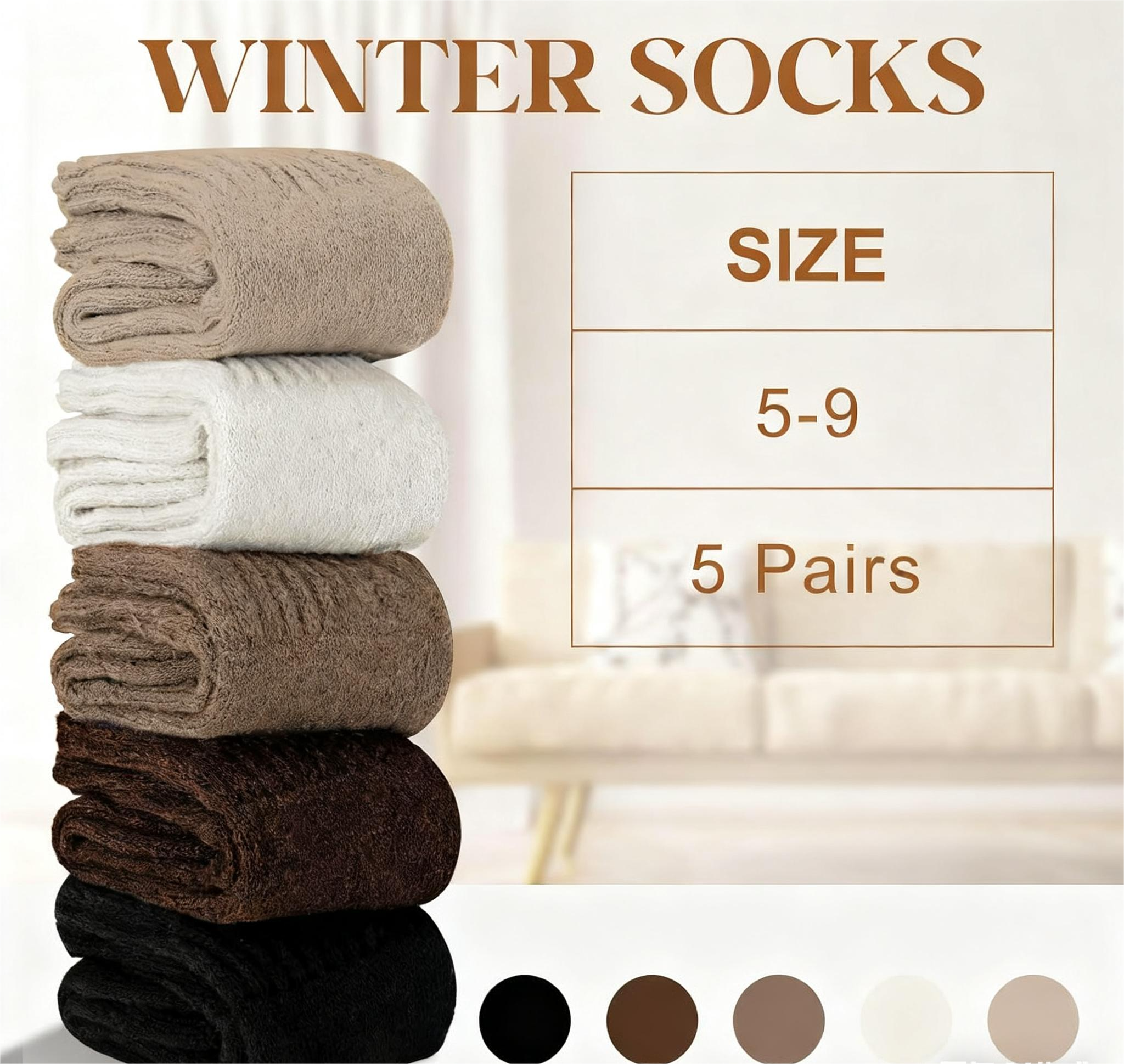 Five pairs of Arenzza women's solid mid-calf socks in various colors, displayed with the socks laid flat.