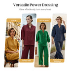 Arenzza women's stand-up collar top and wide-leg pants set, stylish clothing ensemble with a modern fit and neutral color.