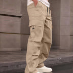 A pair of men's multi-pocket straight-leg cargo pants by Arenzza, featuring multiple functional pockets and a casual fit.