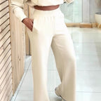 Women’s Arenzza pullover top and high waist pants set, featuring a cozy sweater and stylish matching trousers in a casual outfit.