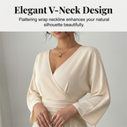 Aarenza elegant V-neck pleated wide-leg jumpsuit in soft fabric, styled on a model for a chic, comfortable look for all occasions.