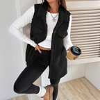 A women's warm fuzzy long button-up collar vest by Arenzza, featuring a soft texture and cozy design for cold weather.