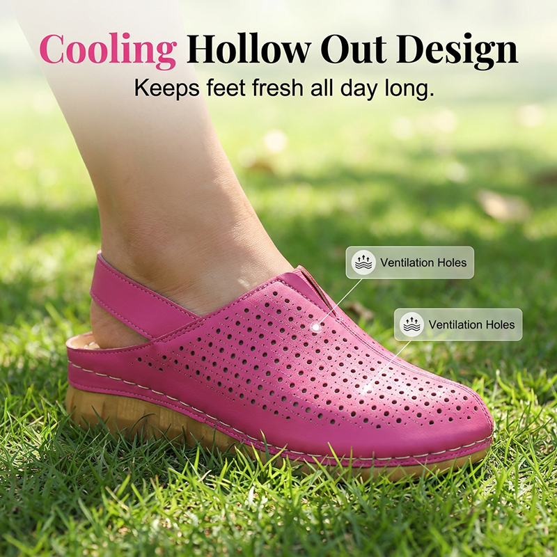 A pair of Arenzza women's casual perforated wedge slingback sandals in neutral tones, perfect for summer beach outings.