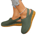 A pair of Arenzza women's summer perforated wedge slingback sandals with open toes and ankle straps on a neutral background.