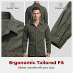 A men's long sleeve cotton workwear shirt by Arenzza, showing a durable, comfortable shirt suitable for everyday work.