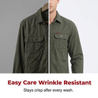 A men's long sleeve cotton workwear shirt by Arenzza in a durable, comfortable design suitable for everyday work.