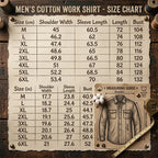 A men's long sleeve cotton workwear shirt by Arenzza, featuring a durable, comfortable design suitable for everyday work.