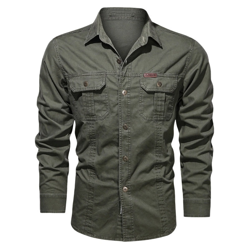 Men's long sleeve cotton workwear shirt by Arenzza, shown in durable, comfortable fabric perfect for everyday work.