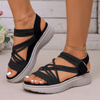Arenzza women's elastic strap platform sport sandals with chunky soles, perfect for all-day comfort and casual wear.