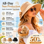 Arenzza women's bowknot wide brim sun hat with foldable design and 360° sun protection, stylish accessory for sunny days.
