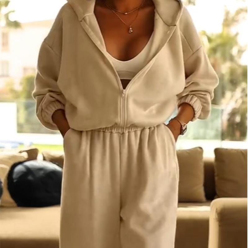 A women's casual hooded jumpsuit by Arenzza, featuring a comfortable fit with a hood, stylish design, and full-length pants.