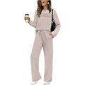 Arenzza women's crew neck top and drawstring pants set in soft fabric, featuring a casual, comfortable fit.