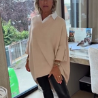 Aarenza women's long-sleeve shirt collar top, stylish and fitted, shown in a neutral color, made of soft fabric for casual or professional wear.