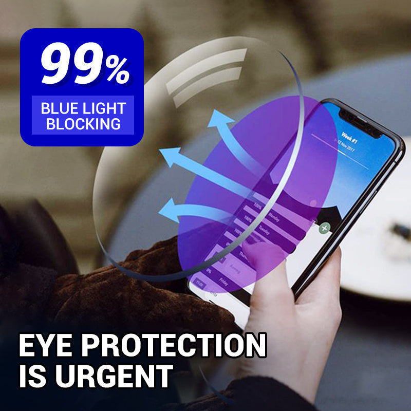 Arenzza anti-blue light safety glasses with clear lenses and black frames, designed for eye protection from digital screens.