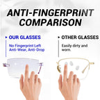 A pair of Arenzza anti-blue light safety glasses with clear lenses and black frames, designed to reduce eye strain from screens.