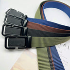 Arenzza automatic buckle training outdoor belt shown in black with adjustable strap and quick-release buckle for outdoor activities.