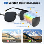 Men's stylish frameless polarized sunglasses by Arenzza with high-definition lenses, displayed on a neutral background.
