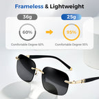 A pair of stylish men's frameless polarized sunglasses from Arenzza with high-definition lenses, displayed on a plain background.