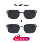 A pair of men's stylish frameless polarized sunglasses by Arenzza with high-definition lenses, displayed on a plain background.