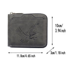 Arenzza men's eagle embossed leather wallet with a sleek design, featuring detailed eagle embossing on a dark brown background.