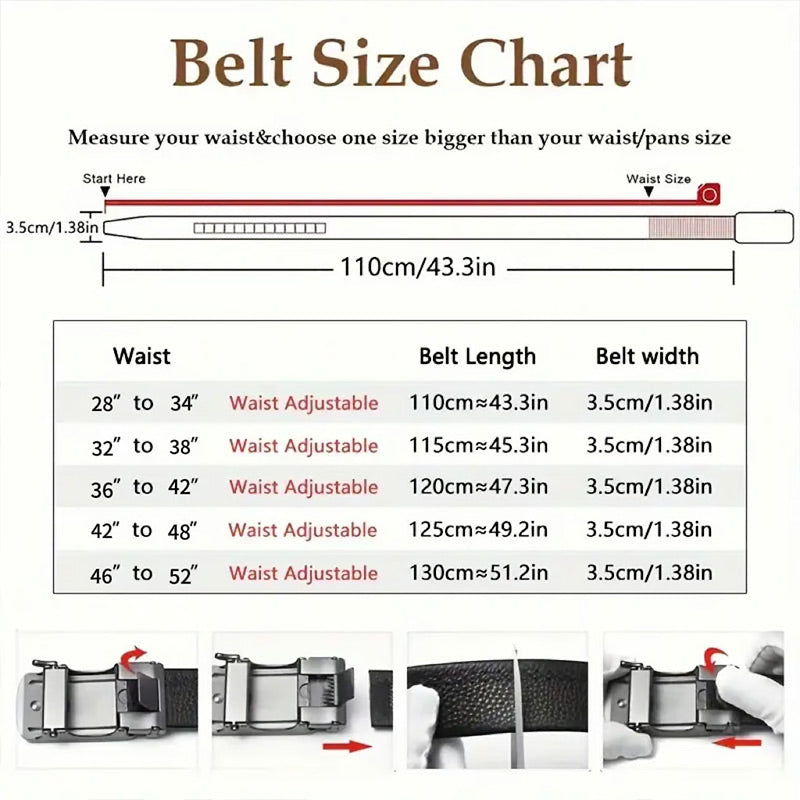 Arenzza leather ratchet belt with adjustable buckle, stylish men's accessory perfect for Father's Day gift or everyday wear.