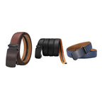 Aarenza leather ratchet belt with adjustable buckle for men, featuring a sleek design and high-quality leather finish.