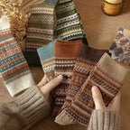 A pair of colorful retro ethnic style socks by Arenzza with intricate patterns, perfect for adding vibrant cultural flair to outfits.