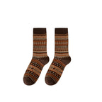 A pair of colorful retro ethnic style socks from Arenzza featuring vibrant patterns and traditional design elements.