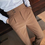 Men's solid color straight casual trousers by Arenzza, featuring a comfortable fit and classic style, shown in a neutral fabric and color.