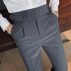 Men's solid color straight casual trousers by Arenzza, shown in a neutral fabric with a tailored fit, casual style and classic design.