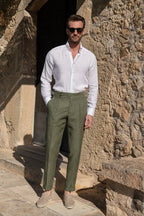 Men's solid color straight casual trousers from Arenzza, shown in a neutral tone with a relaxed fit and classic waistband.