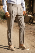 Men's solid color straight casual trousers by Arenzza, shown in a neutral tone, with a relaxed fit and classic waistband.