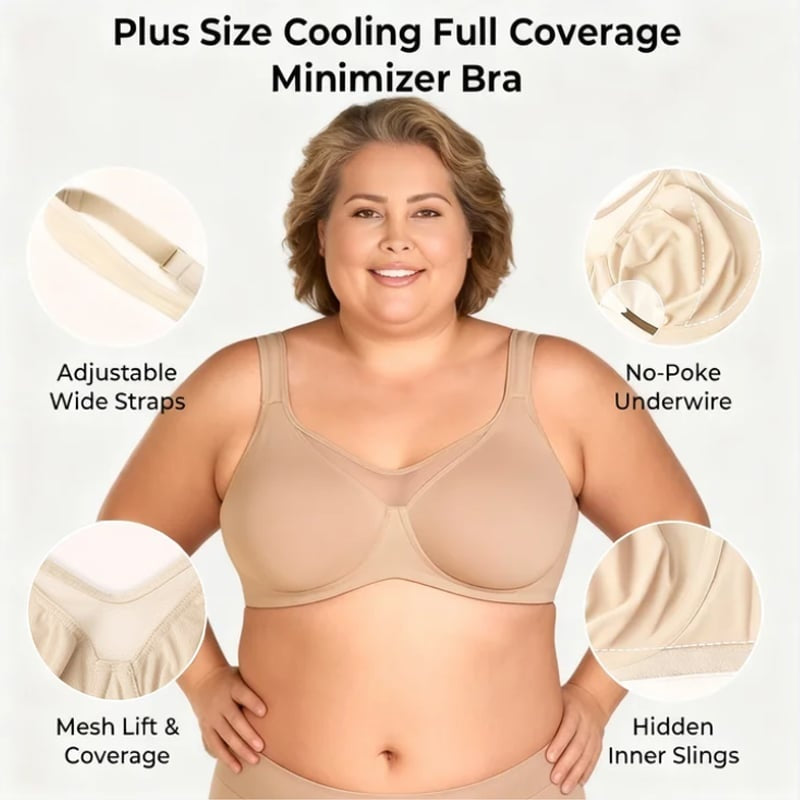Arenzza women's plus size sheer full coverage bra with elegant design, soft fabric, and supportive fit.